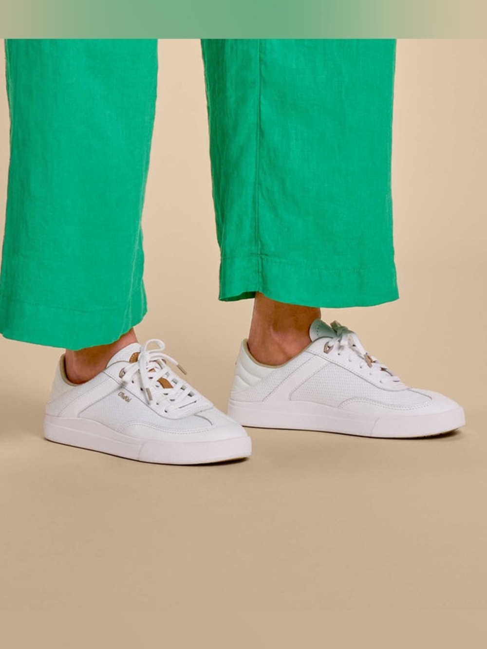 OluKai Kīlea Women's Sneaker Shoes white retro-inspired court design mesh suede
